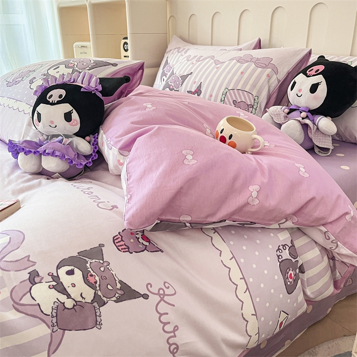 91家纺网 家纺一手货源 找家纺 呗旺鹿 2024新款三丽鸥系列全棉四件套 软萌库洛米