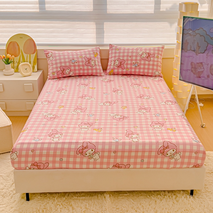 91家纺网 家纺一手货源 找家纺 金丝鸟家纺 2024新款全棉三丽鸥系列床笠 田格兔