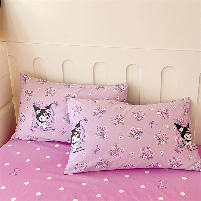 91家纺网 家纺一手货源 找家纺 呗旺鹿 2024新款三丽鸥系列全棉四件套 紫色库洛米