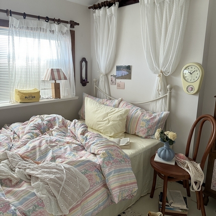 91家纺网 家纺一手货源 找家纺 （总）恋恋三季 2024新款韩国卡通全棉印花四件套-布拉格恋人