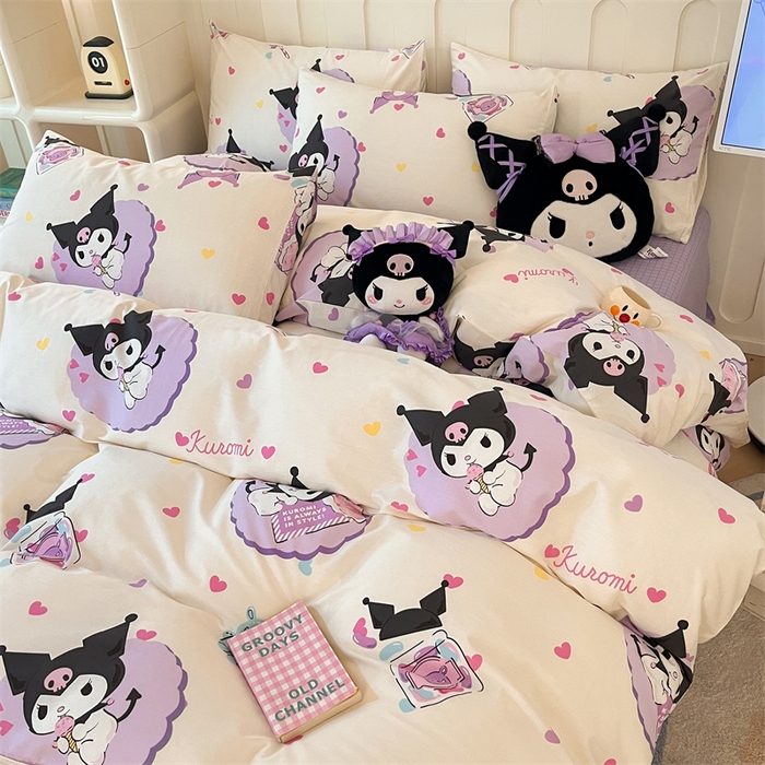 91家纺网 家纺一手货源 找家纺 呗旺鹿 2024新款三丽鸥系列全棉四件套 魔法库洛米