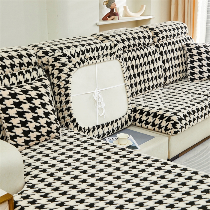 91家纺网 家纺一手货源 找家纺 （总）逐日沙发套  2024新款舒棉绒千鸟格系列 沙发笠
