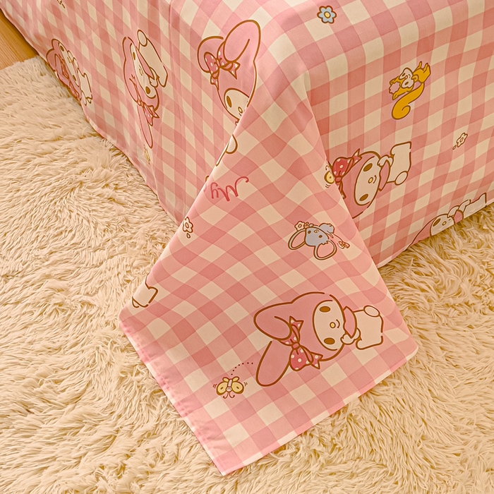 91家纺网 家纺一手货源 找家纺 金丝鸟家纺 2024新款全棉三丽鸥系列床单 田格兔