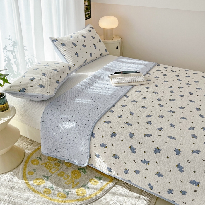 91家纺网 家纺一手货源 找家纺 茉夕家纺 2024新款纯棉斜纹13372双面纯棉床盖 蓝象北鼻