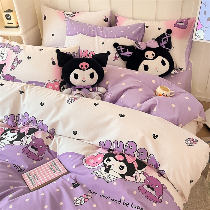 91家纺网 家纺一手货源 找家纺 呗旺鹿 2024新款三丽鸥系列全棉四件套 美美库洛米