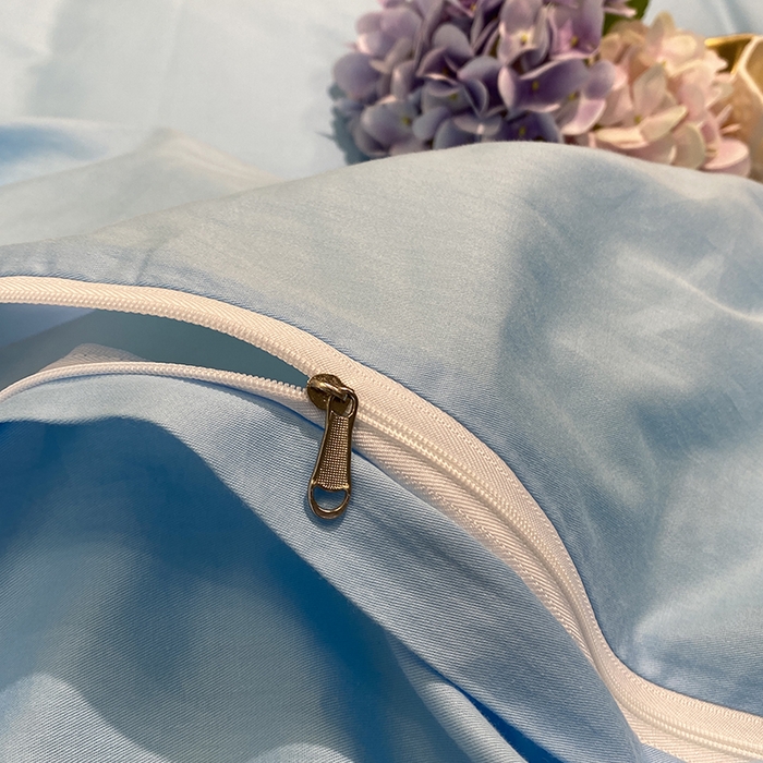 91家纺网 家纺一手货源 找家纺 欧冠家纺 2024新款全棉蕾丝珍珠网纱四件套 丽丽贝尔系列 马卡龙蓝