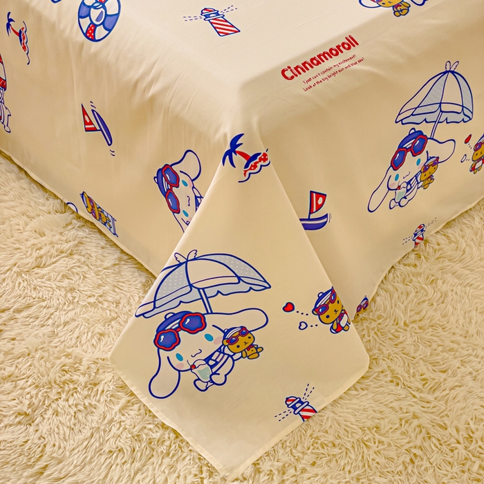 91家纺网 家纺一手货源 找家纺 金丝鸟家纺 2024新款全棉三丽鸥系列床单 花伞狗