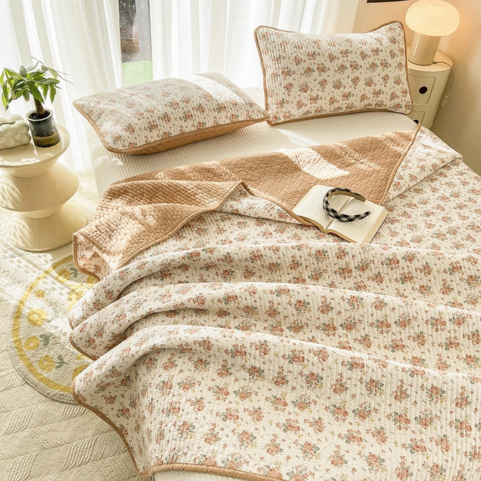 91家纺网 家纺一手货源 找家纺 茉夕家纺 2024新款纯棉斜纹13372双面纯棉床盖 艾薇儿