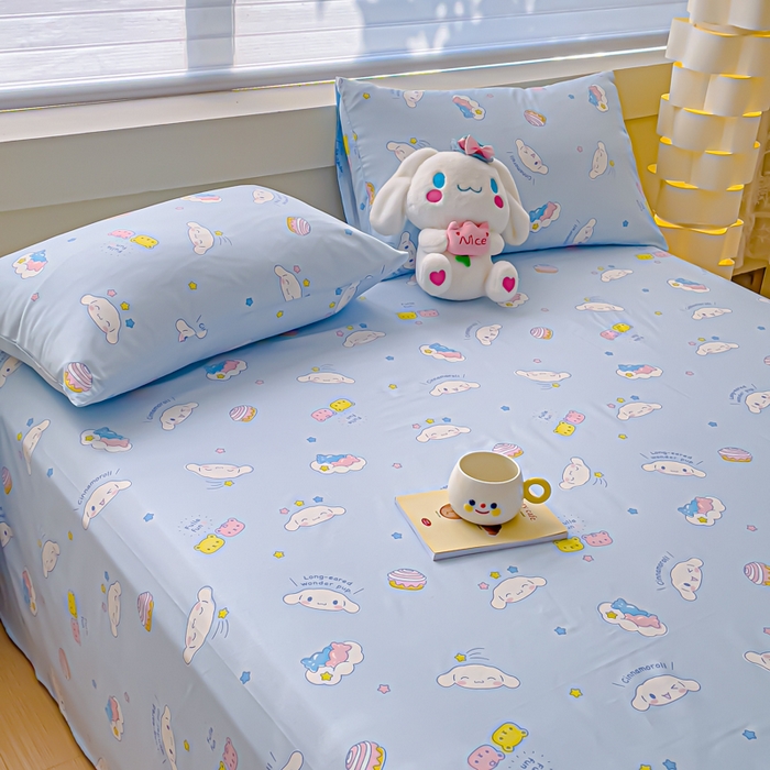 91家纺网 家纺一手货源 找家纺 金丝鸟家纺 2024新款全棉三丽鸥系列床单 白云狗