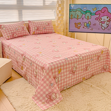 91家纺网 家纺一手货源 找家纺 金丝鸟家纺 2024新款全棉三丽鸥系列床单 田格兔