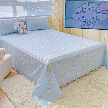 91家纺网 家纺一手货源 找家纺 金丝鸟家纺 2024新款全棉三丽鸥系列床单 白云狗