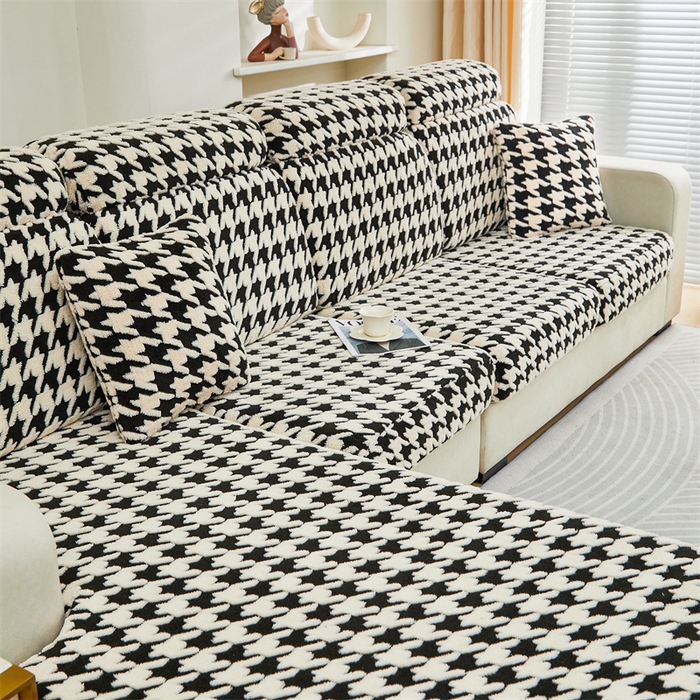 91家纺网 家纺一手货源 找家纺 （总）逐日沙发套  2024新款舒棉绒千鸟格系列 沙发笠