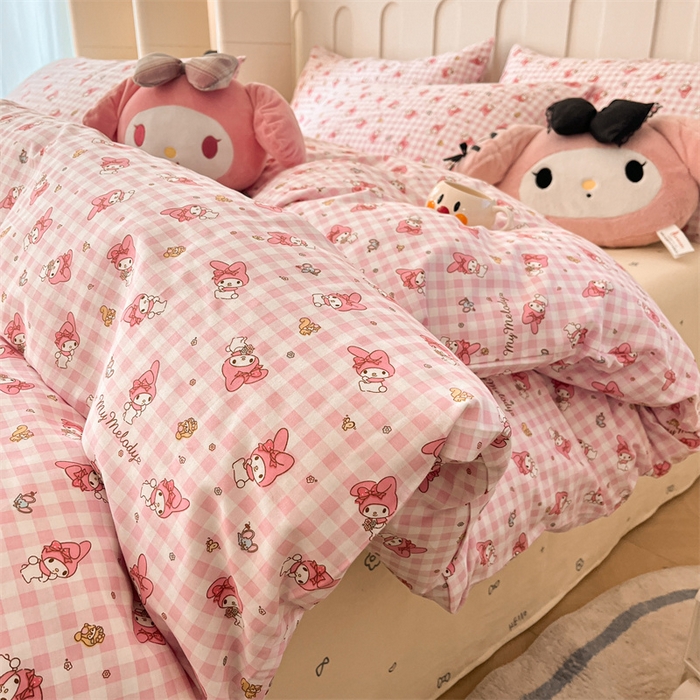 91家纺网 家纺一手货源 找家纺 呗旺鹿 2024新款三丽鸥系列全棉四件套 小小美乐蒂