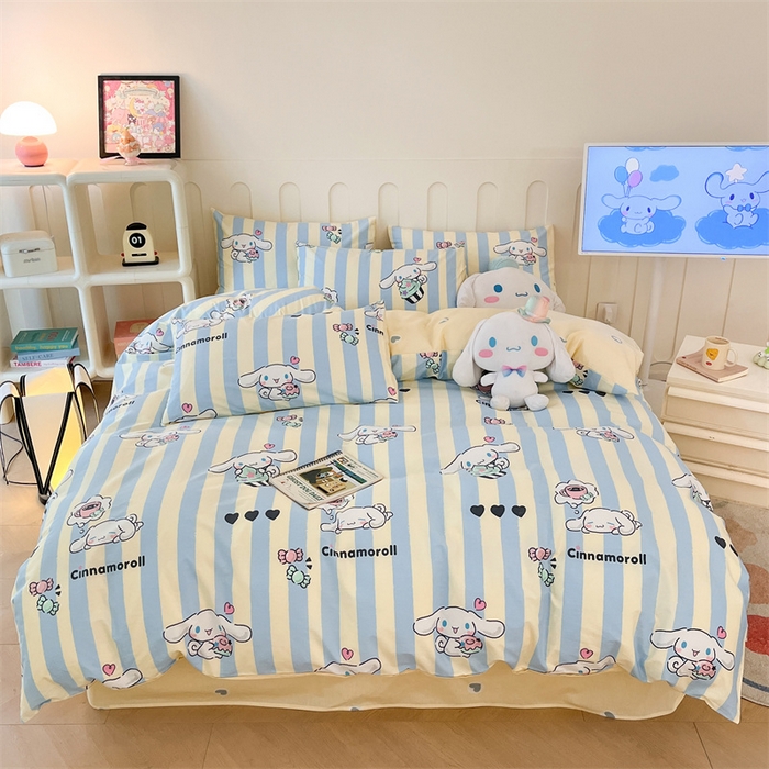 91家纺网 家纺一手货源 找家纺 呗旺鹿 2024新款三丽鸥系列全棉四件套 甜品玉桂狗