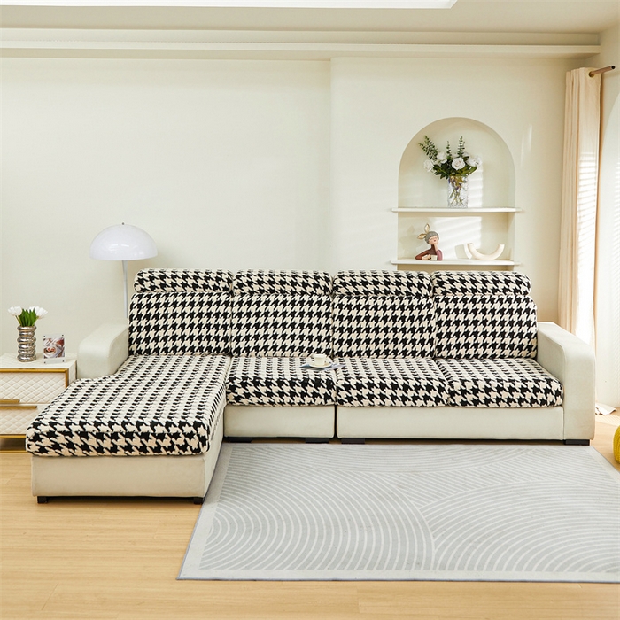 91家纺网 家纺一手货源 找家纺 （总）逐日沙发套  2024新款舒棉绒千鸟格系列 沙发笠