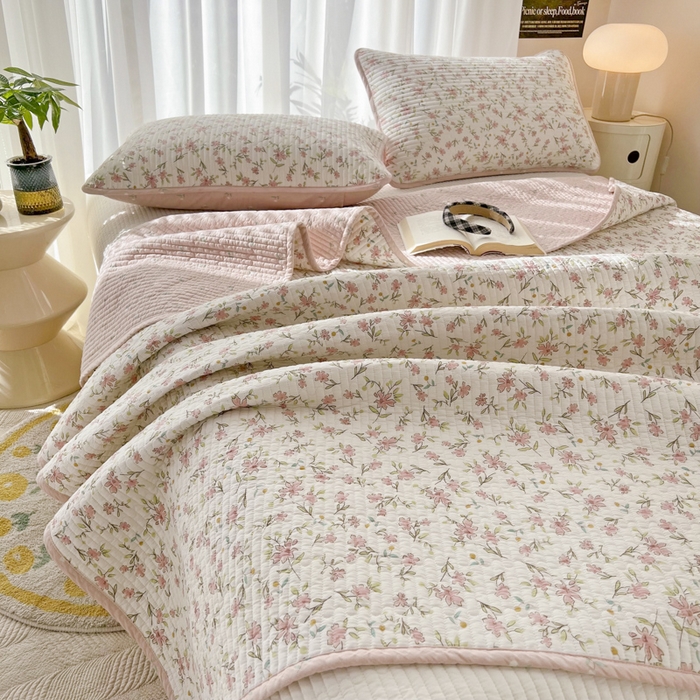 91家纺网 家纺一手货源 找家纺 茉夕家纺 2024新款纯棉斜纹13372双面纯棉床盖 浪漫花丛