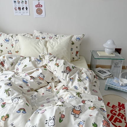 91家纺网 家纺一手货源 找家纺 （总）恋恋三季 2024新款韩国卡通全棉印花四件套-妮可乐园