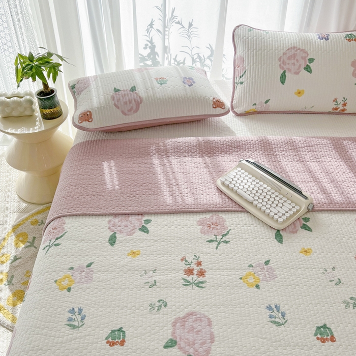 91家纺网 家纺一手货源 找家纺 茉夕家纺 2024新款纯棉斜纹13372双面纯棉床盖 朝花夕拾