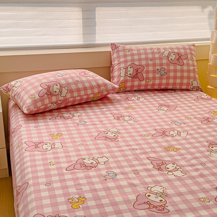 91家纺网 家纺一手货源 找家纺 金丝鸟家纺 2024新款全棉三丽鸥系列床单 田格兔