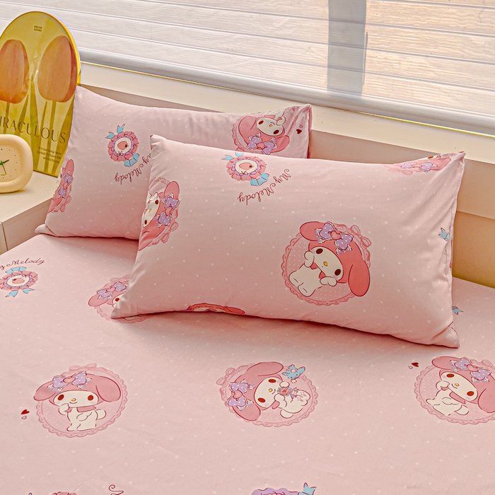 91家纺网 家纺一手货源 找家纺 金丝鸟家纺 2024新款全棉三丽鸥系列床单 糖果兔