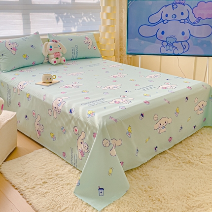 91家纺网 家纺一手货源 找家纺 金丝鸟家纺 2024新款全棉三丽鸥系列床单 甜品狗