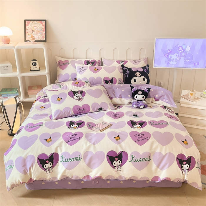 91家纺网 家纺一手货源 找家纺 呗旺鹿 2024新款三丽鸥系列全棉四件套 贪吃库洛米