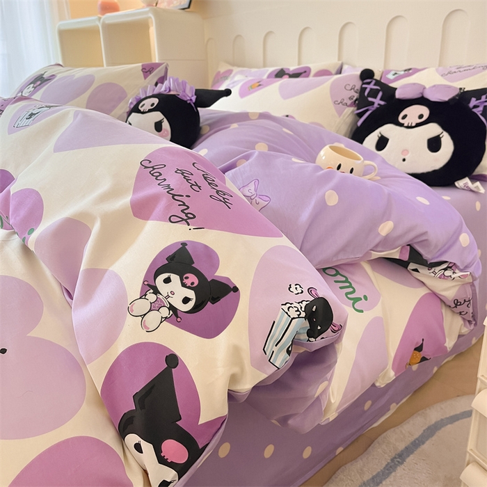 91家纺网 家纺一手货源 找家纺 呗旺鹿 2024新款三丽鸥系列全棉四件套 贪吃库洛米