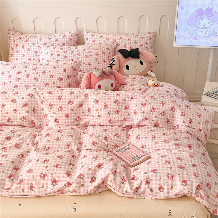 91家纺网 家纺一手货源 找家纺 呗旺鹿 2024新款三丽鸥系列全棉四件套 小小美乐蒂