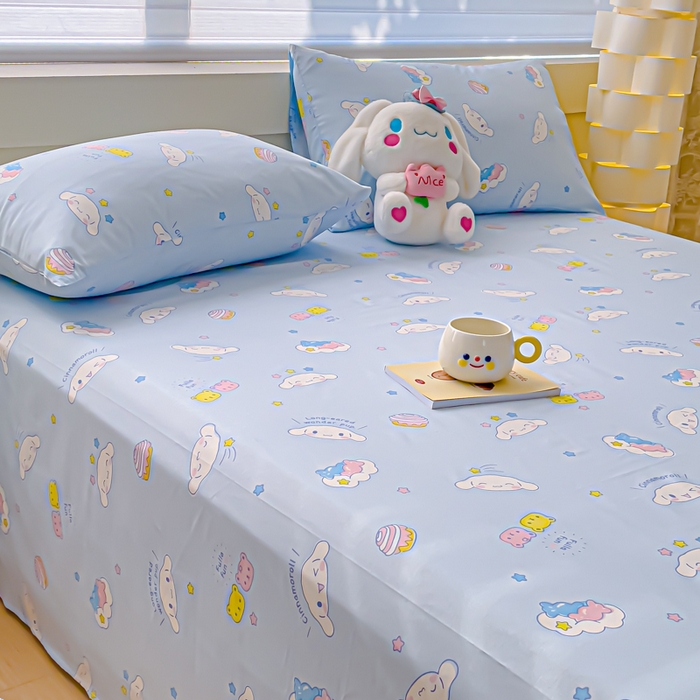 91家纺网 家纺一手货源 找家纺 金丝鸟家纺 2024新款全棉三丽鸥系列床单 白云狗