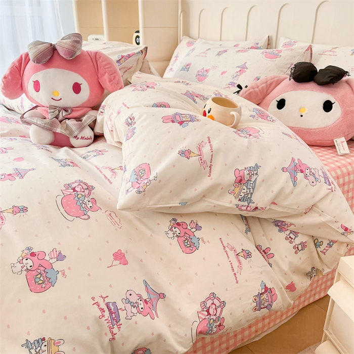 91家纺网 家纺一手货源 找家纺 呗旺鹿 2024新款三丽鸥系列全棉四件套 美乐蒂宝贝