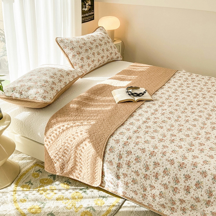 91家纺网 家纺一手货源 找家纺 茉夕家纺 2024新款纯棉斜纹13372双面纯棉床盖 艾薇儿