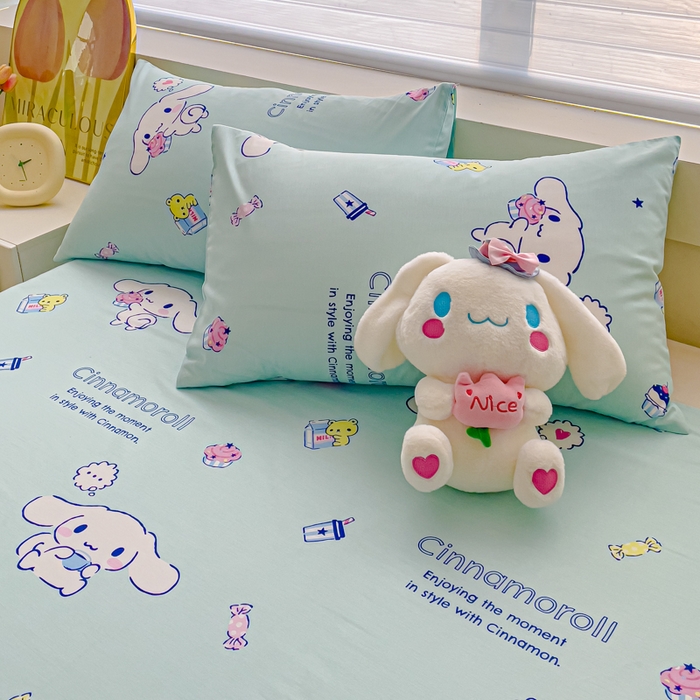 91家纺网 家纺一手货源 找家纺 金丝鸟家纺 2024新款全棉三丽鸥系列床单 甜品狗