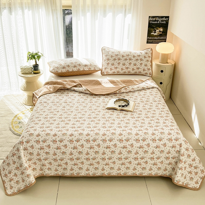 91家纺网 家纺一手货源 找家纺 茉夕家纺 2024新款纯棉斜纹13372双面纯棉床盖 艾薇儿