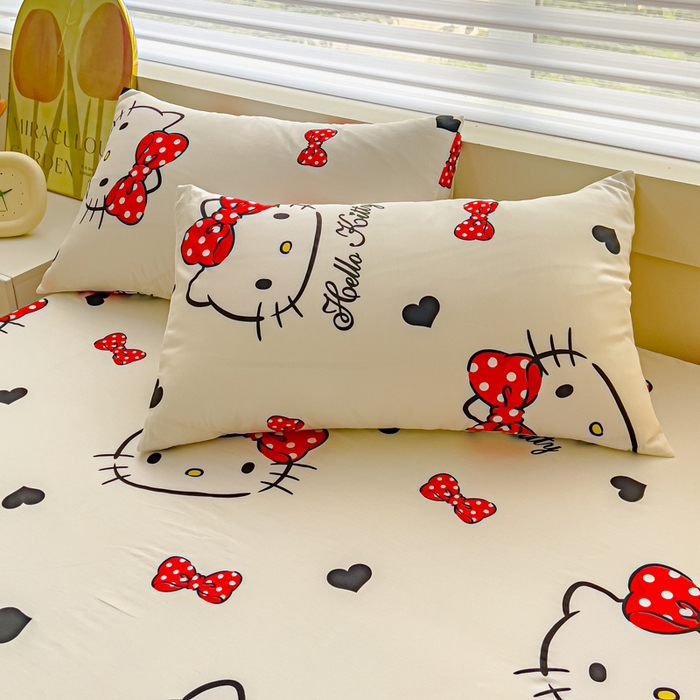 91家纺网 家纺一手货源 找家纺 金丝鸟家纺 2024新款全棉三丽鸥系列床笠 大脸kt