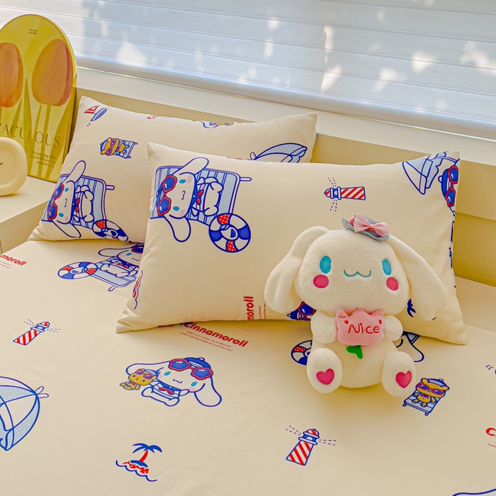 91家纺网 家纺一手货源 找家纺 金丝鸟家纺 2024新款全棉三丽鸥系列床单 花伞狗