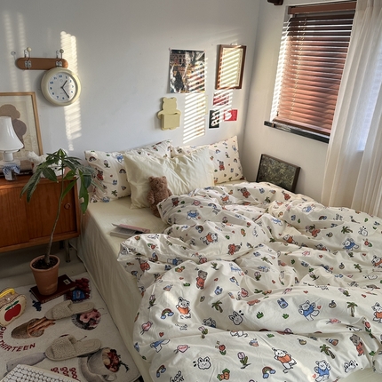 91家纺网 家纺一手货源 找家纺 （总）恋恋三季 2024新款韩国卡通全棉印花四件套-妮可乐园