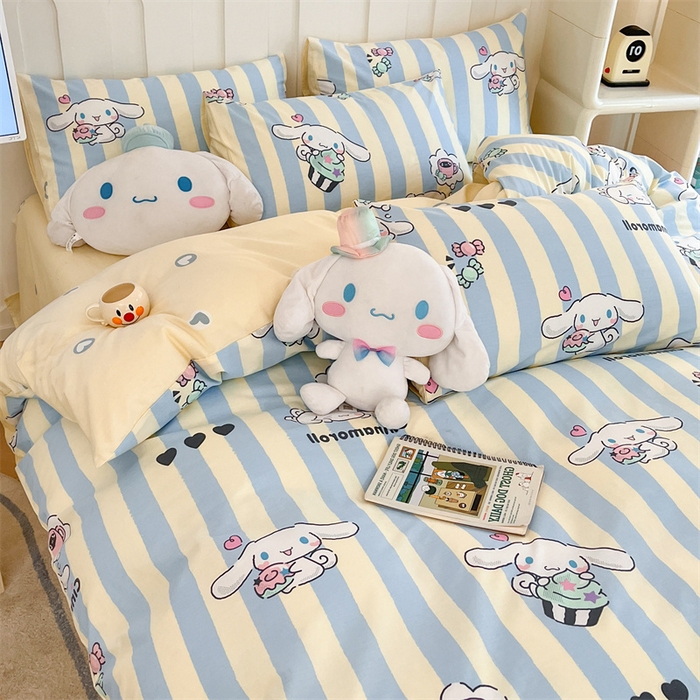 91家纺网 家纺一手货源 找家纺 呗旺鹿 2024新款三丽鸥系列全棉四件套 甜品玉桂狗