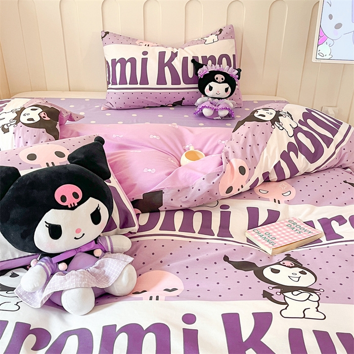 91家纺网 家纺一手货源 找家纺 呗旺鹿 2024新款三丽鸥系列全棉四件套 库洛米之星