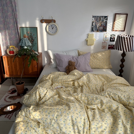 91家纺网 家纺一手货源 找家纺 （总）恋恋三季 2024新款韩国卡通全棉印花四件套-柠萌兔兔