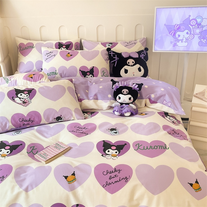 91家纺网 家纺一手货源 找家纺 呗旺鹿 2024新款三丽鸥系列全棉四件套 贪吃库洛米