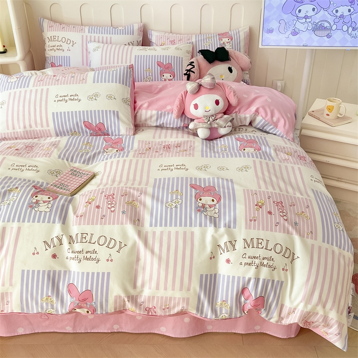 91家纺网 家纺一手货源 找家纺 呗旺鹿 2024新款三丽鸥系列全棉四件套 甜宝美乐蒂