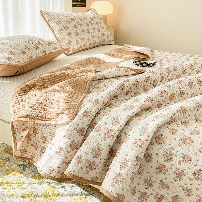 91家纺网 家纺一手货源 找家纺 茉夕家纺 2024新款纯棉斜纹13372双面纯棉床盖 艾薇儿