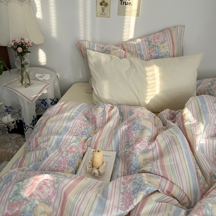 91家纺网 家纺一手货源 找家纺 （总）恋恋三季 2024新款韩国卡通全棉印花四件套-布拉格恋人