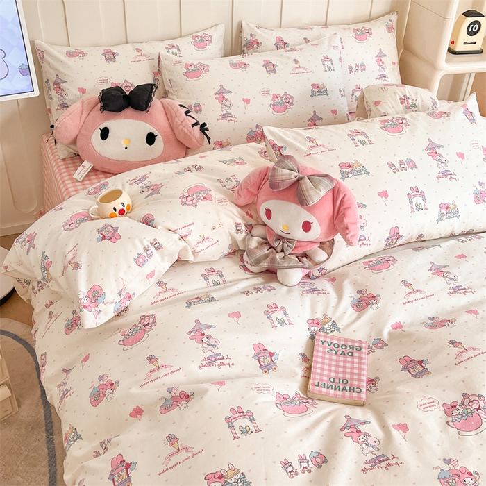 91家纺网 家纺一手货源 找家纺 呗旺鹿 2024新款三丽鸥系列全棉四件套 美乐蒂宝贝