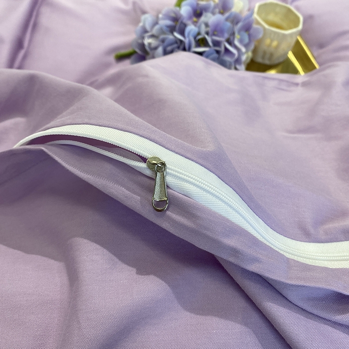 91家纺网 家纺一手货源 找家纺 欧冠家纺 2024新款全棉蕾丝珍珠网纱四件套 丽丽贝尔系列 薰衣紫