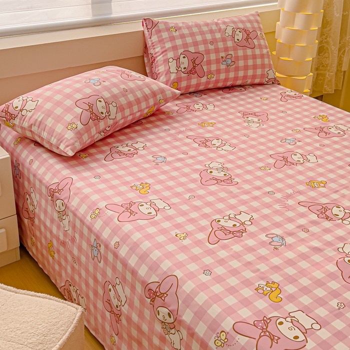 91家纺网 家纺一手货源 找家纺 金丝鸟家纺 2024新款全棉三丽鸥系列床单 田格兔