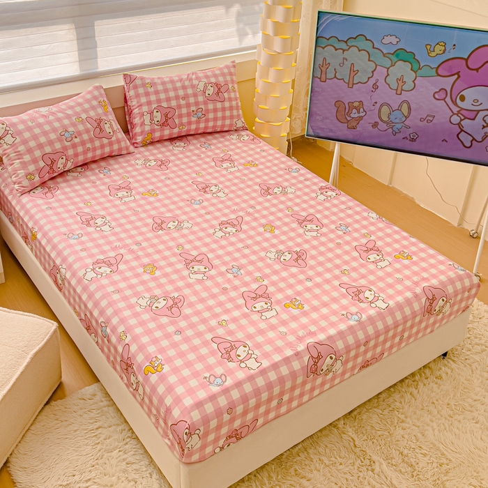 91家纺网 家纺一手货源 找家纺 金丝鸟家纺 2024新款全棉三丽鸥系列床笠 田格兔