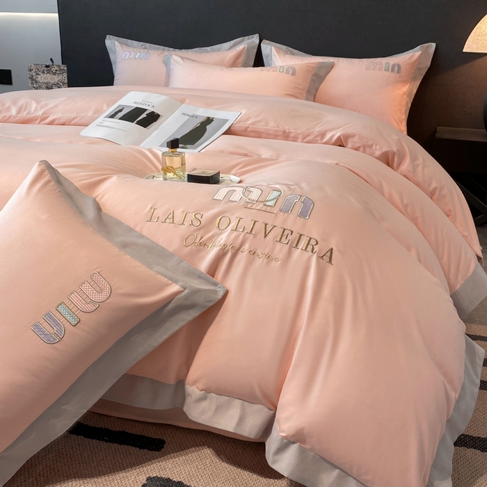 91家纺网 家纺一手货源 找家纺 遇见家居生活馆 2024新款亲肤磨毛刺绣四件套-克洛伊 克洛伊-嫩粉