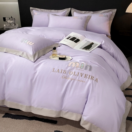 91家纺网 家纺一手货源 找家纺 遇见家居生活馆 2024新款亲肤磨毛刺绣四件套-克洛伊 克洛伊-罗兰紫
