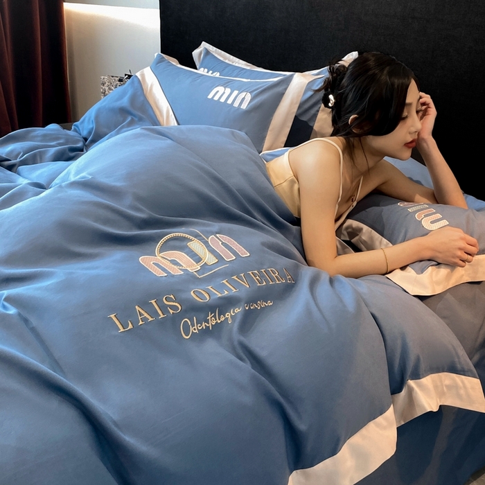 91家纺网 家纺一手货源 找家纺 遇见家居生活馆 2024新款亲肤磨毛刺绣四件套-克洛伊 克洛伊-宾利蓝